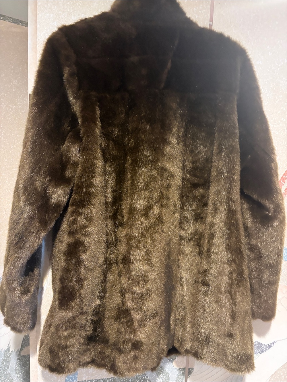 Dennis Basso Brown Faux Fur with both Toggle and Hook Closures